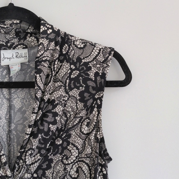 JOSEPH RIBKOFF | Vintage Dress Sleeveless V-Neck, Black/White, Womens Size 10 - Picture 5 of 10